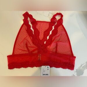 Intimately by Free People Lace Halter Bralette - Red